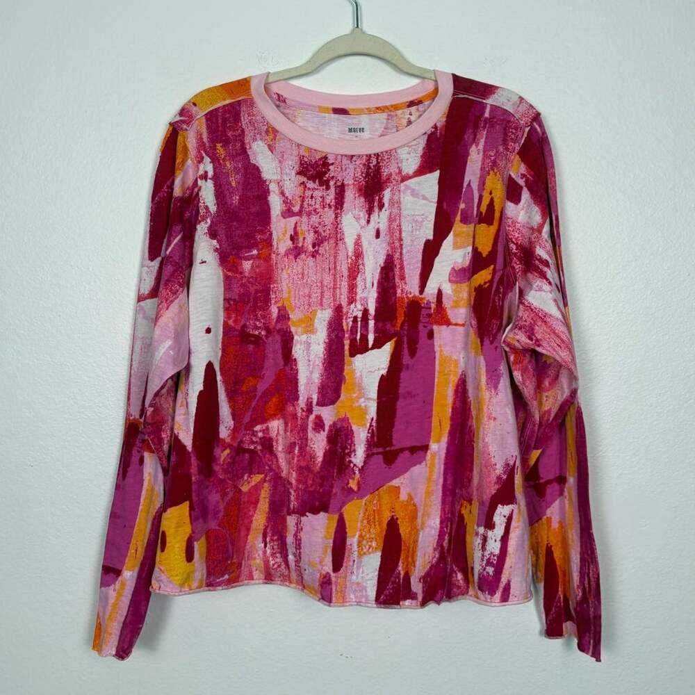 Anthropologie Maeve Abstract Paint Streak Multicolor Long Sleeve 1X